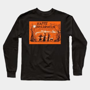 Retro Vintage "Happy Halloween" Spooky Season Trick or Treat Witches Long Sleeve T-Shirt